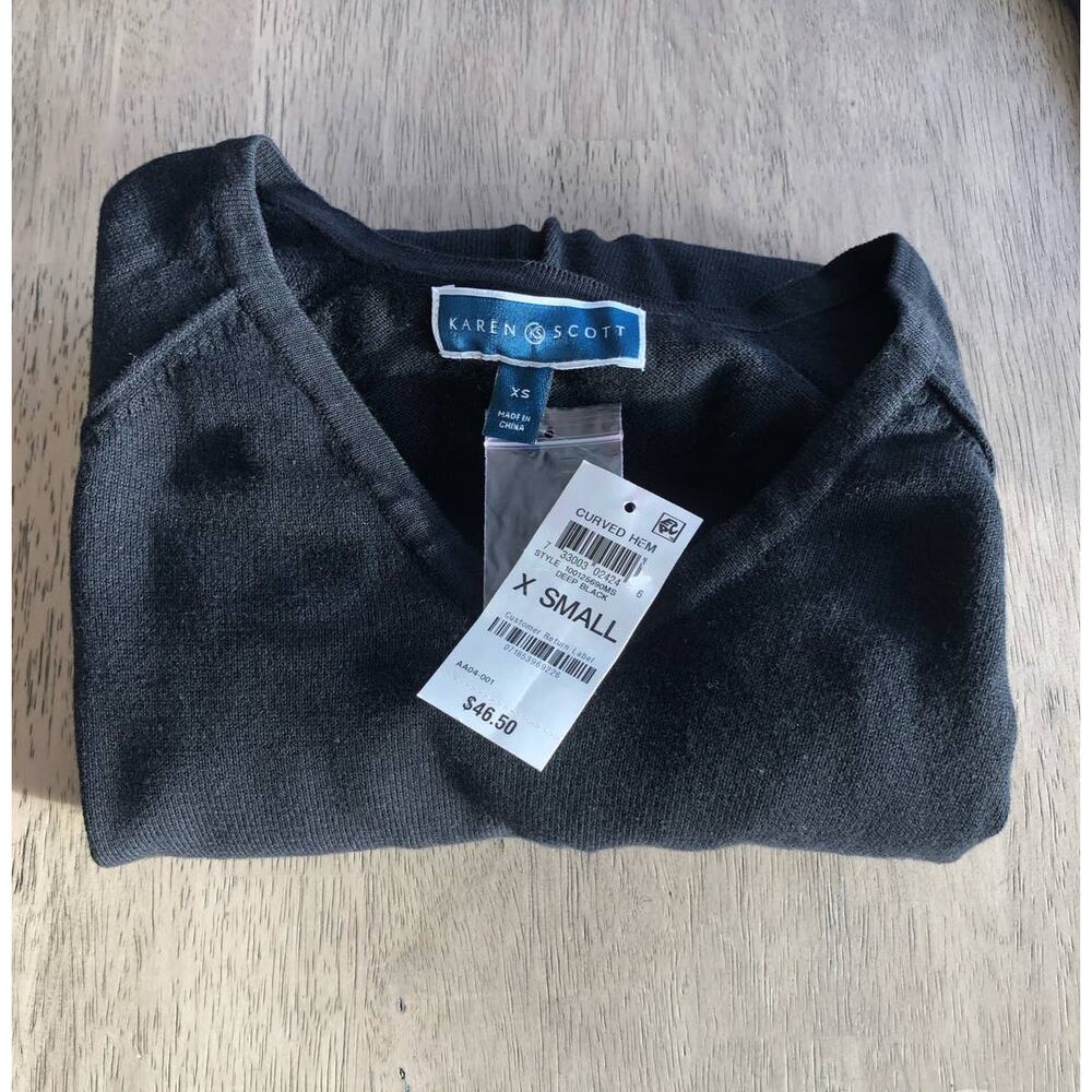 Karen Scott Black Curved Hem Knit Sweater -XS - Picture 4 of 4